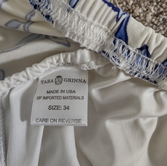 Tara Grinna bikini blue floral size 6 high rise size 34 off the shoulder top - Picture 10 of 13